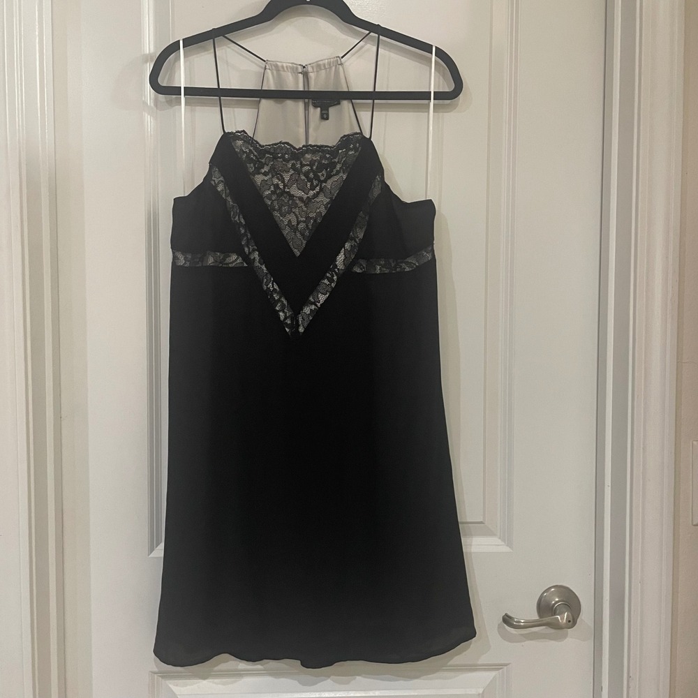 Express Black Lace Trim Mini Dress Sleeveless Party Cocktail medium